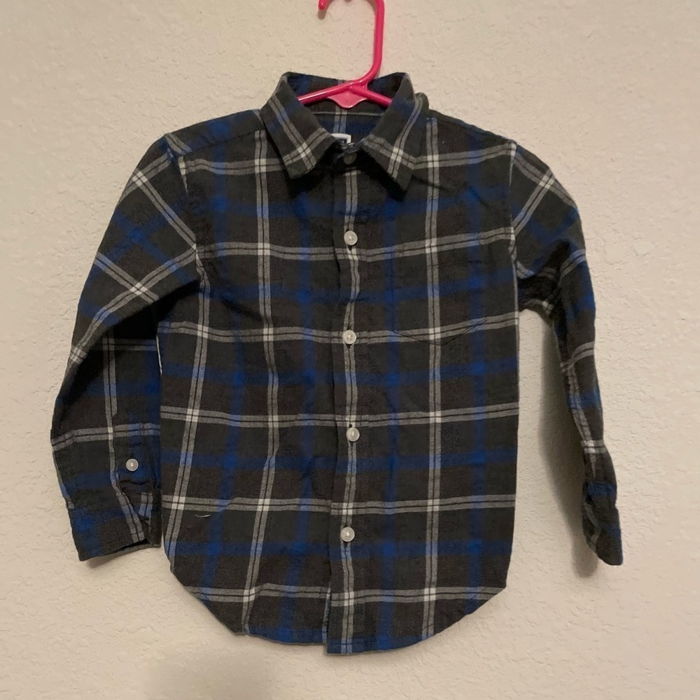 Janie and Jack Blue and Gray Plaid Button Down Shirt size 2T